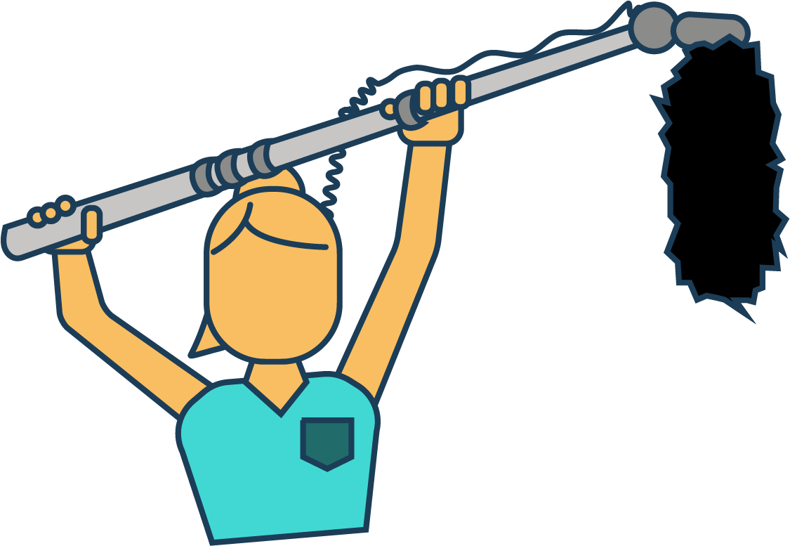 woman with boom pole