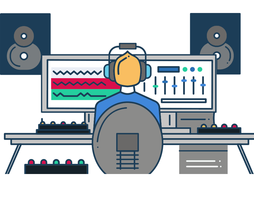 person editing sound